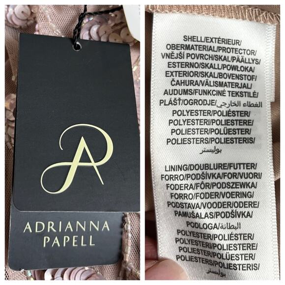 Adrianna Papell New Gown Beaded Sequin Godet Pleats Blush Pink Women’s Size 20 - Picture 13 of 15